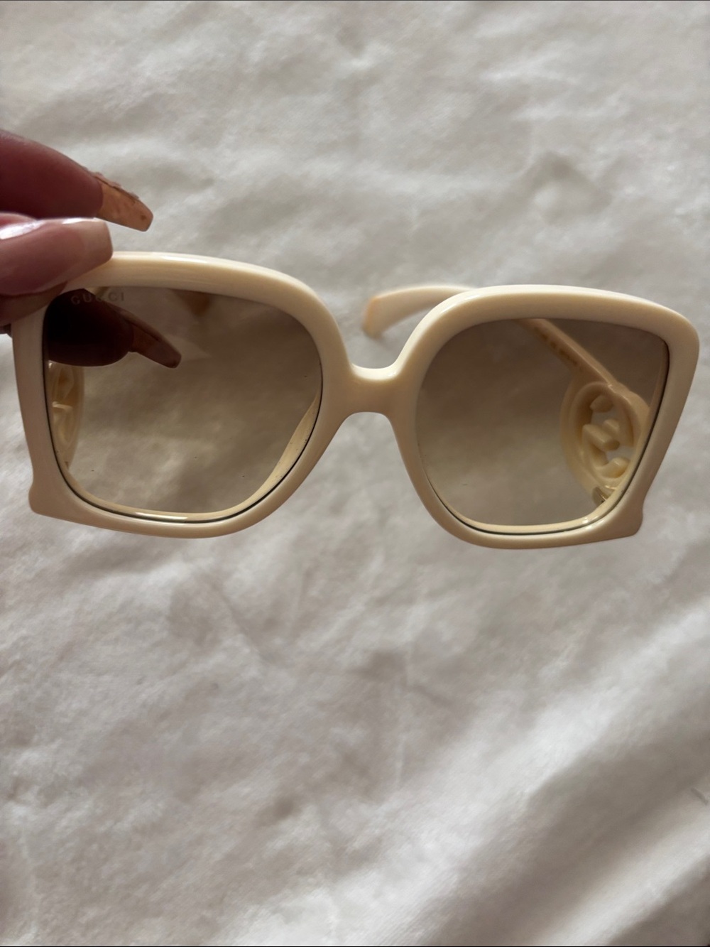 Gucci Cream Oversized Square Women's Sunglasses